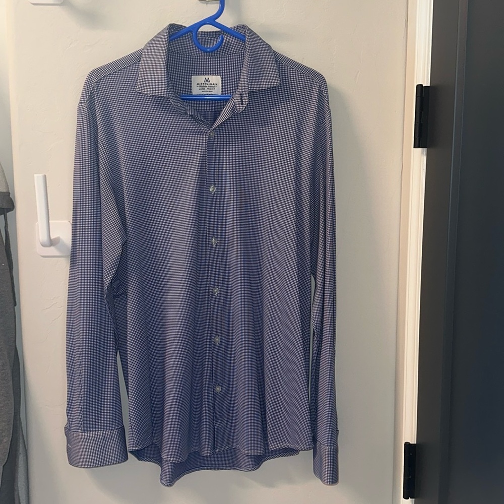 Men’s Mizzen + Main large trim fit blue checkered shirt